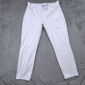 NWT HUE Ultra Soft Denim Leggings Women XL White Stretch Pull On Pants
